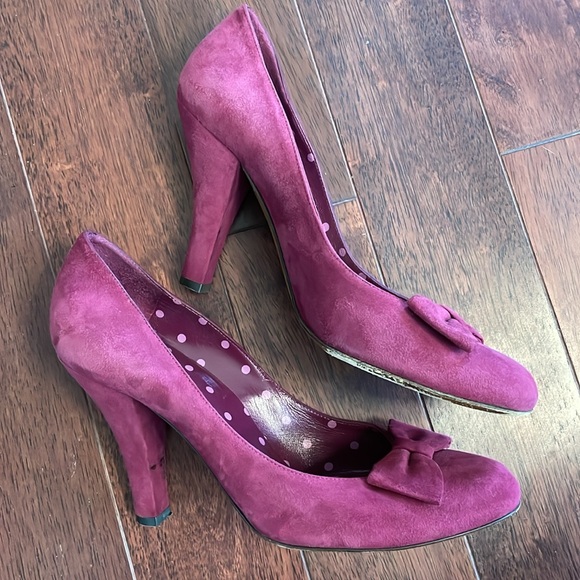 Moschino Italy Cranberry Purple Suede Heel Pumps 40 - Picture 4 of 7